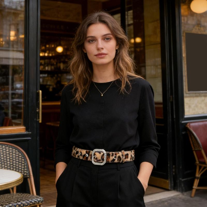 Leopard Print Furry Belt For Women And Men Soft Elastic Waistband With Secure Closure For Jeans Dresses