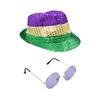 Fashion Cosplay Sequins Hats&Eyeglasses&Bowtie Set Modern-Times Top Bonnet Men Cosplay Stage Performance Costume