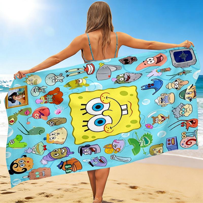 1Pc Spongebob Squarepants Characters Beach Towel Quick Dry Multiuse For Beach Pool Gym Yoga Home Travel Christmas Halloween Xmas Gift L131