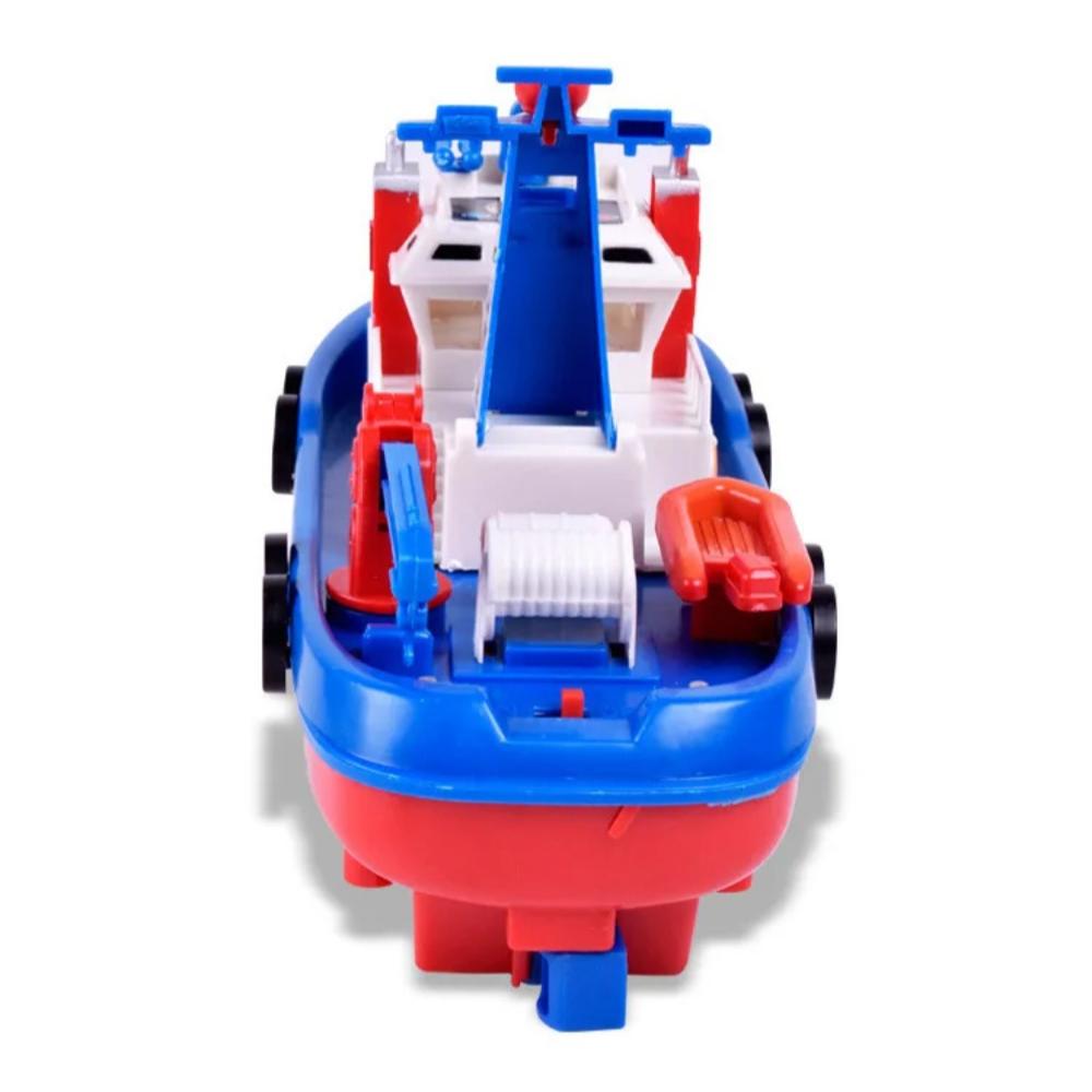Electric Fireboat Toy Fire Fighting Vessel Toy Marine Rescue Speed Boat Spray Water Ship Toy with Sounds & Lights Effect