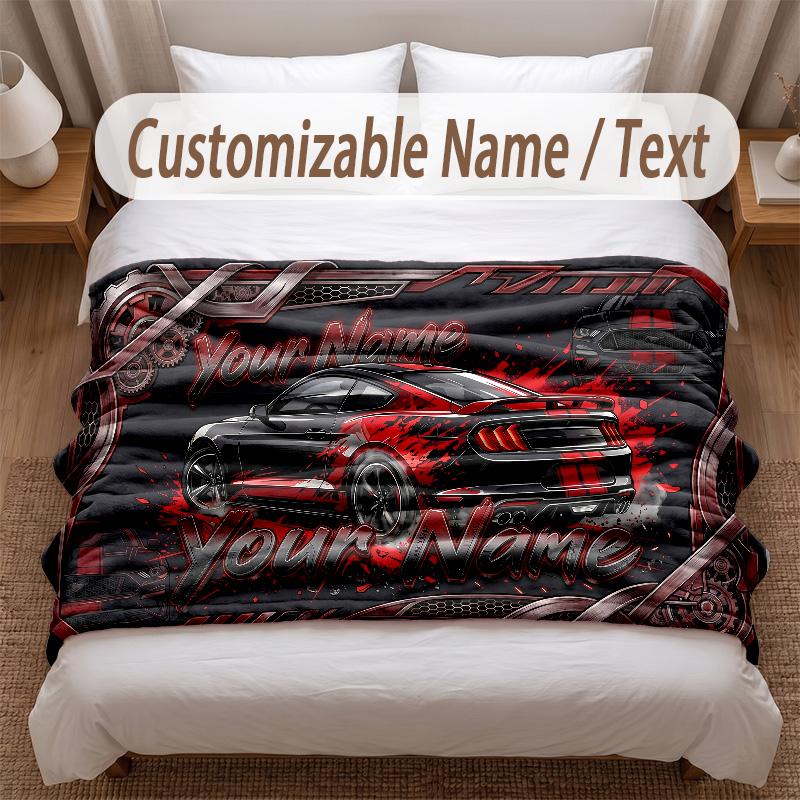 Tema Corse Automobilistiche Coperta Morbida Personalizzata Nome Personalizzato Stampa Testo Coperta Calda Decorazione Divano Casa Camera da Letto