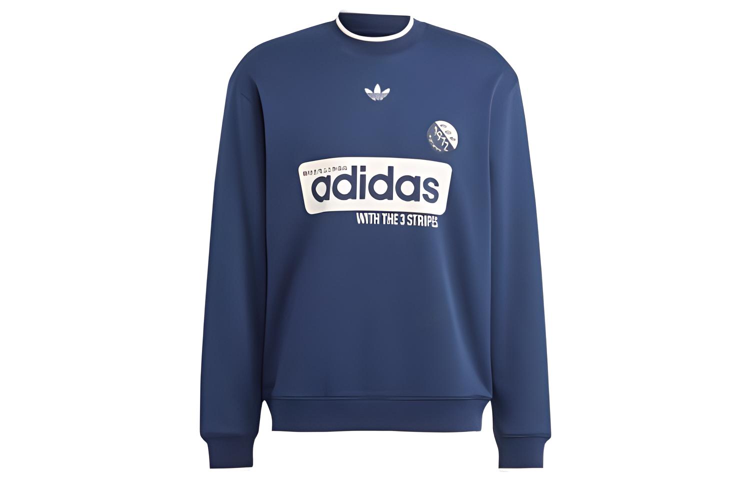 Adidas Originals Sweatshirts Men s Midnight Indigo Crew Neck Thickened Regular IP7164 XS