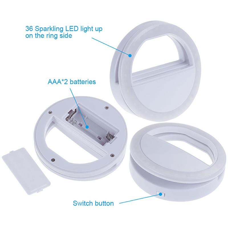 Battery Selfie Light Ring Light LED Photographic Lighting Photo Lamp Video Light Photography Ringlight Photo For iPhone Xiaomi