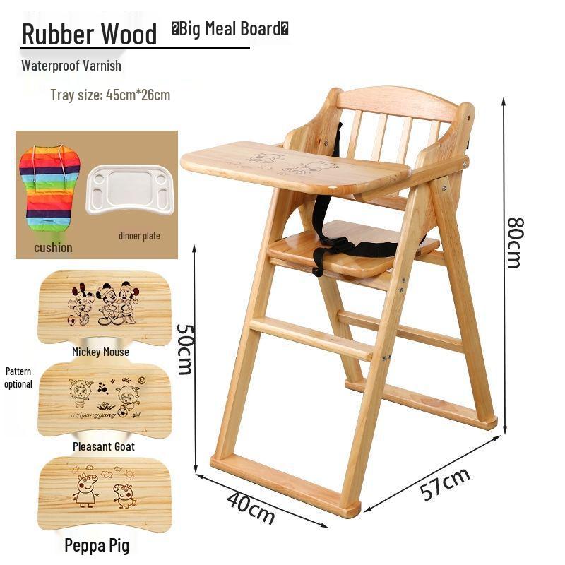 Adjustable Solid Wood High Chair for Babies and Children