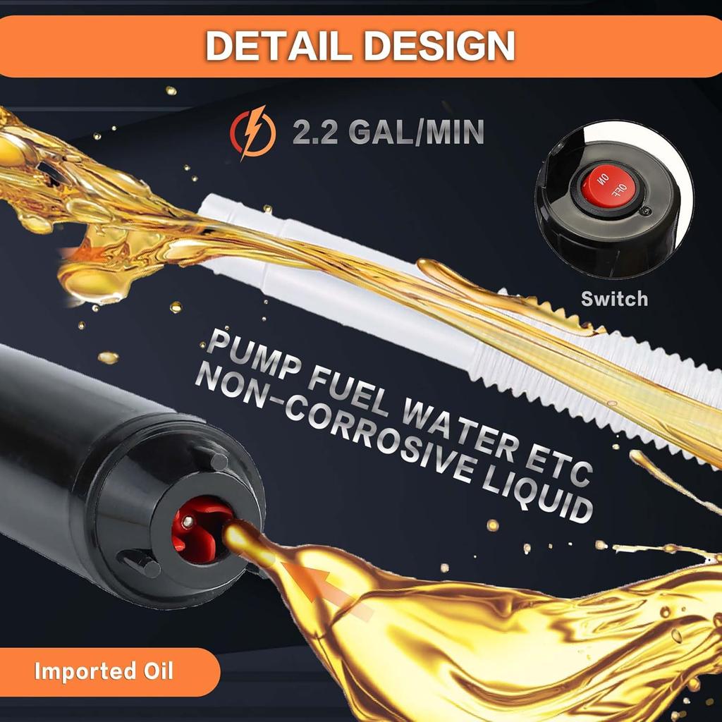 SOLALI Portable Power Battery Pump, Fuel/Water Transfer Pump, 2.2 Gallons Per Min, Battery Operated Electric Siphon Pump for Gas Fuel Diesel
