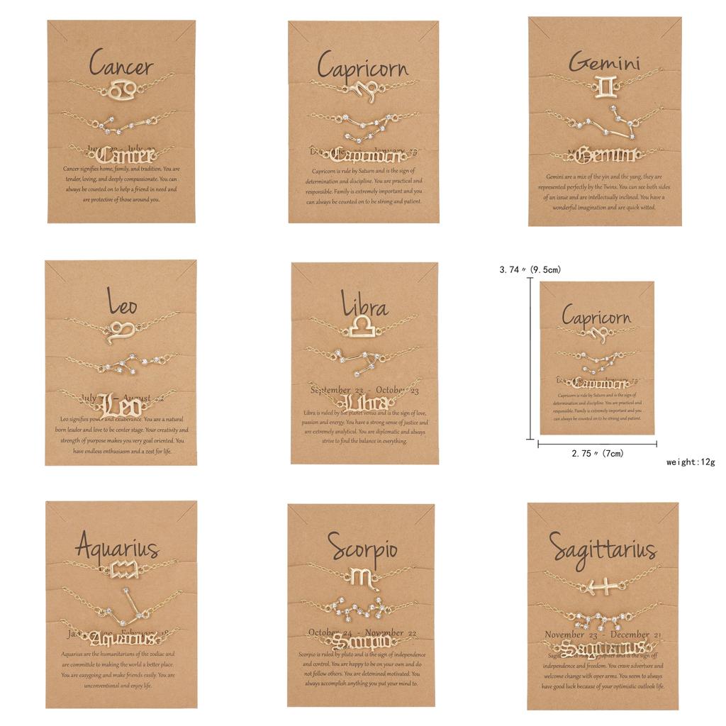 Zodiac Constellation Bracelets Set With Alloy Material For Gift And Collecting