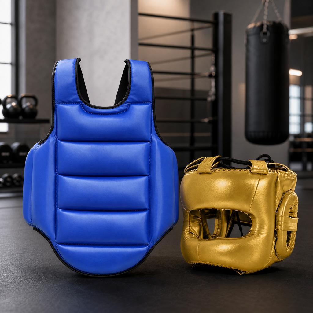 Reversible Taekwondo Protector Vest Rib Body Boxing Guard Chest Muay Thai Kickboxing Face Headgear
