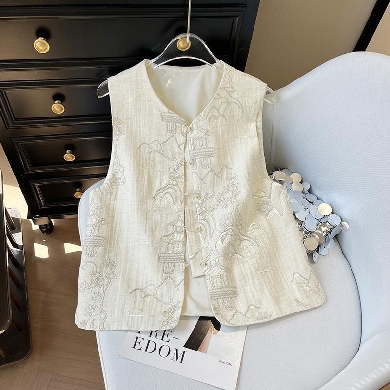 

Весенне-летний темпераментный жилет с нежным ветром женский 2025 ретро улучшенный жилет жилет жилет жилет жилет 3XL ([Recommended 138-75kg]) абрикосовый