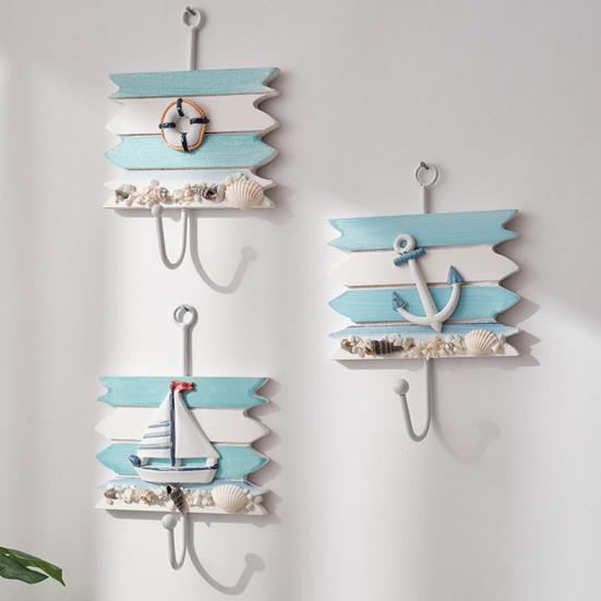 Kleiderhaken mit Aufhängelöchern Ohne Bohren Haken Marine Stil Eisen Wandhaken für Eingangsbereich Badezimmer Küche Schlüssel