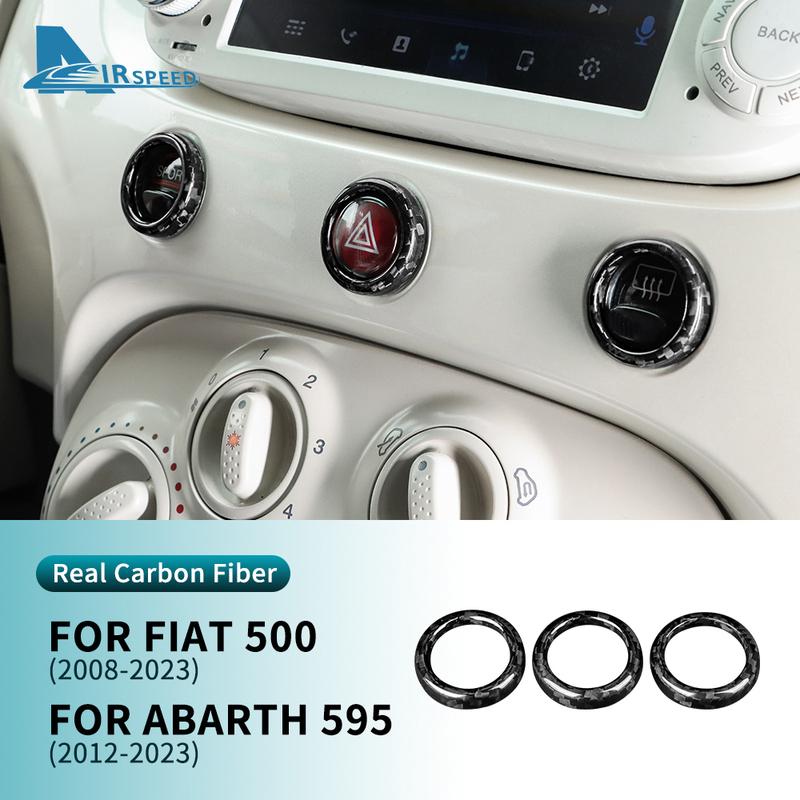 Real Hard Carbon Fiber Warning Light Button Cover for Abarth 595 695 2012 2013 2014 2015 2016 2017 2018