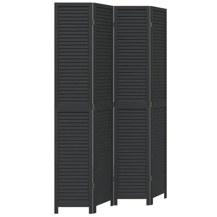 VidaXL Cloison de Séparation 4 Panneaux, Séparateur de Pièce, Écran d'Intimité, Paravent de Salon Chambre, Noir Bois de 358852