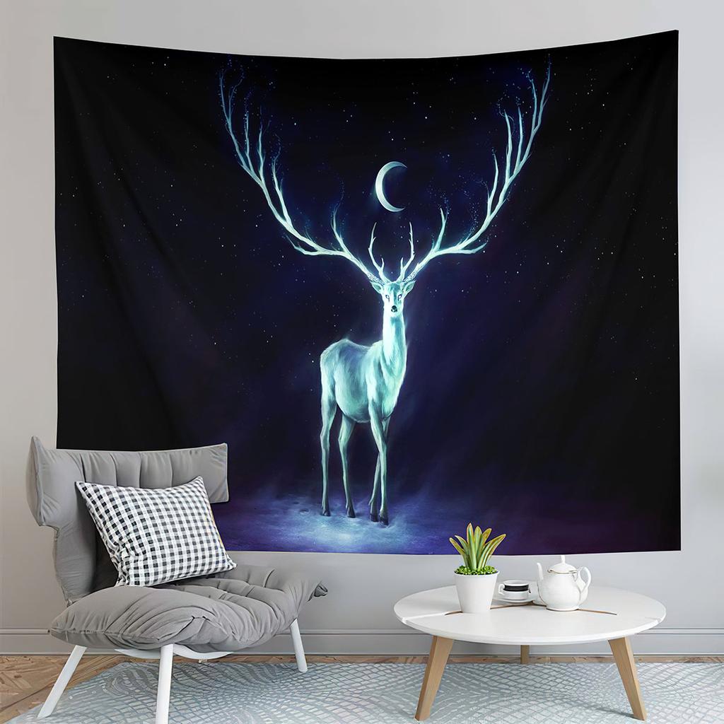 Cartoon Elk Home Decor Tapestry Cute Christmas Art Wall Hanging Living Room Bedroom Dorm Wall Decor Backdrop Cloth