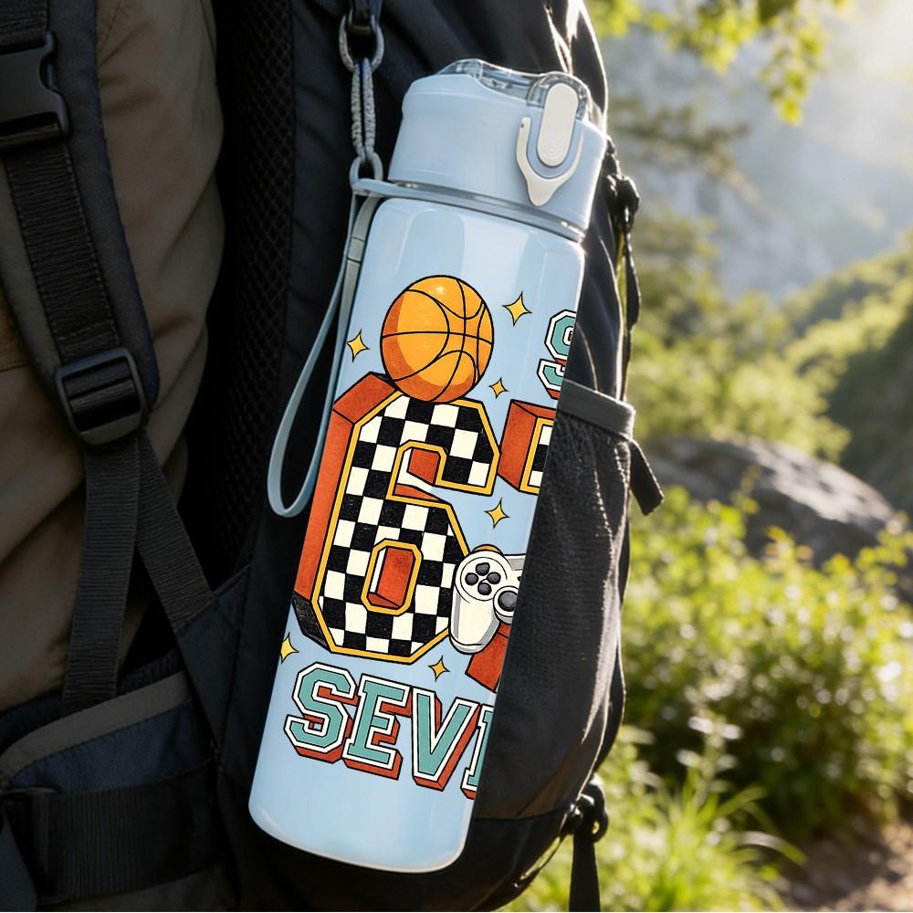 1PC Six Seven Basketball Theme Art 750ml Color Plastic Sports Water Bottle Leakproof Flip Straw Lid Suitable for Sports Office Home Use