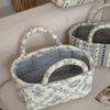 Hand-held Laundry Storage Basket Printed Floral Organizers Basket  Desktop Storage