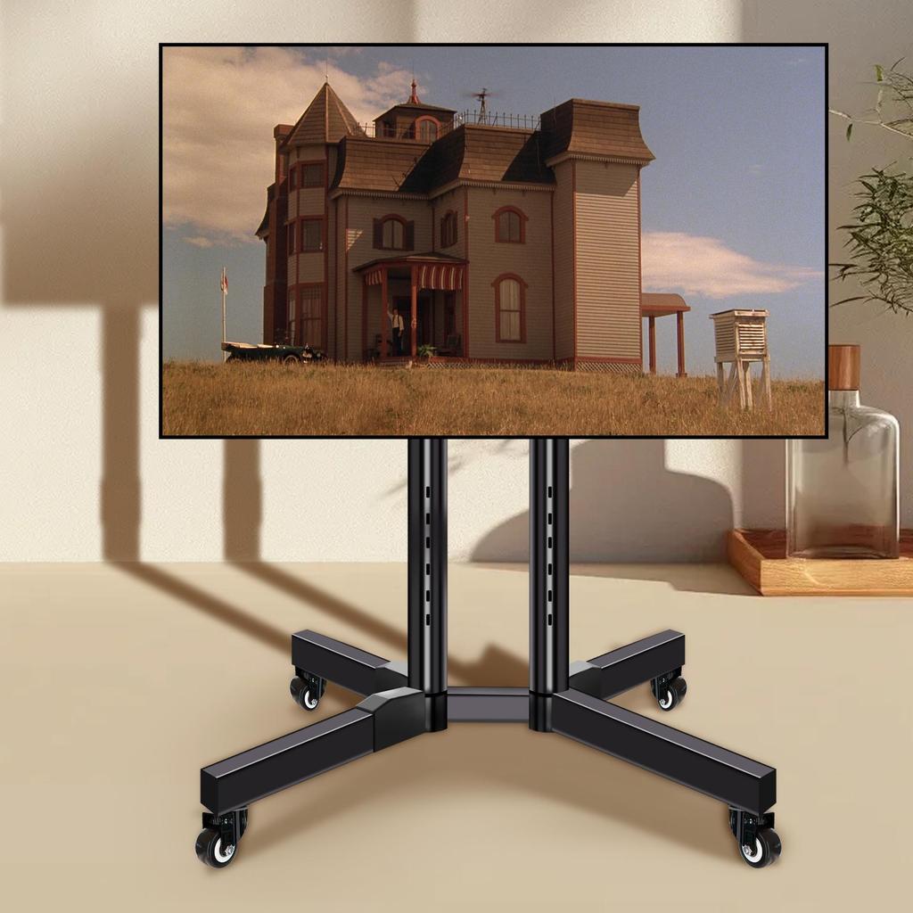 Mobile TV Floor Stand with Adjustable Mount and Shelf