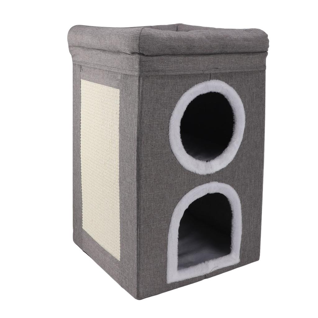 Cat Cube House Multipurpose 3 Layers Large Space Warm Windproof Scratch Resistance Collapsible Cat