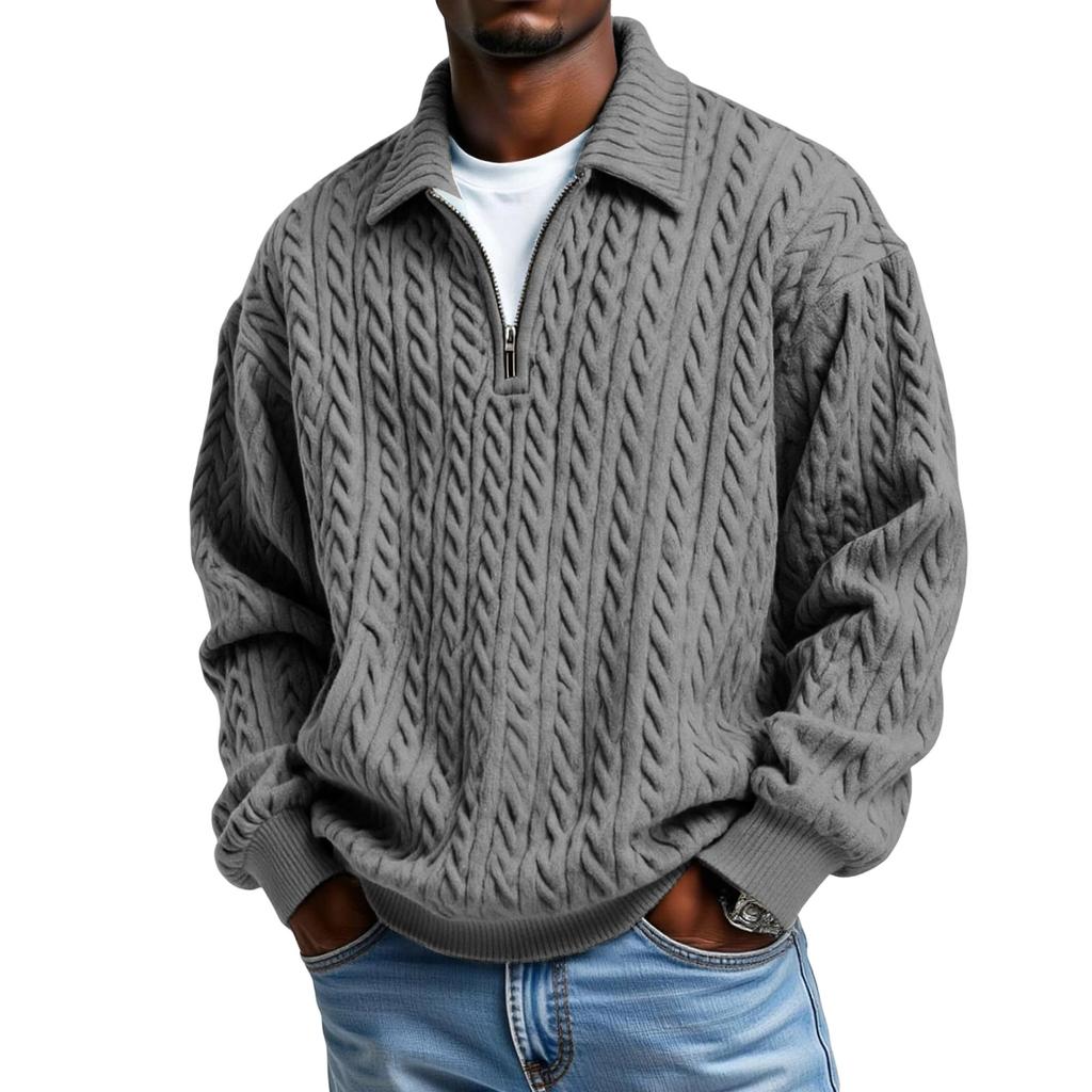 Men's  Sports  Leisure  Print  Flip   Collar  And   A   Half  Zipper  Hoodie