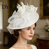 Veer Fascinator Hoed Top met Sterke Clip, Gaas Bloemen Decoratie Hoed, Dans Retro Olieverf Stijl Kostuum Hoofddeksel voor Venetië Carnaval Maskerade
