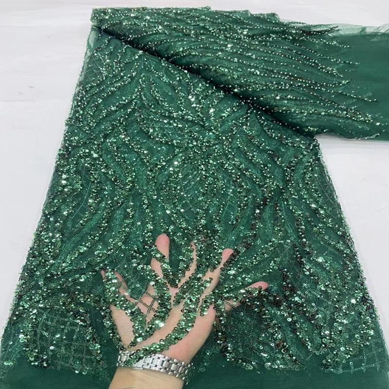 91x130cm African Lace Fabric Sequins Beaded Embroidery Groom Nigerian Bridal High Quality French Tulle Lace Fabric For Wedding