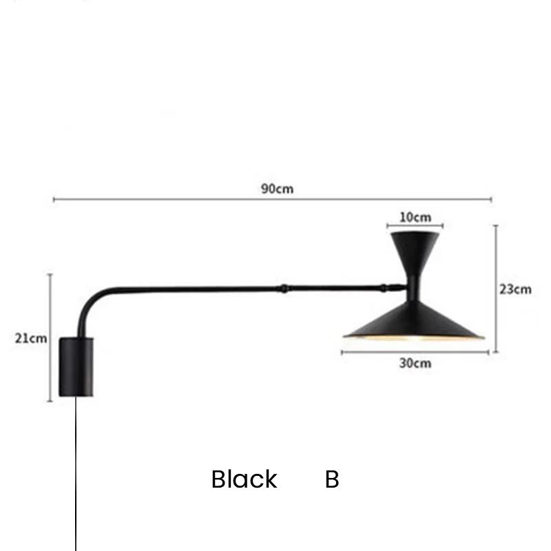 Designer Marseille Wall Lamp White Black Metal Trumpet Swing Arm Sconce Lamp For Living Room Study Room Bedroom Bedside Lamps