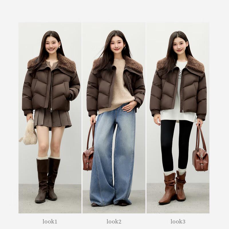 Qiushui Yiren Women's Classic Large Fur Collar Down Jacket