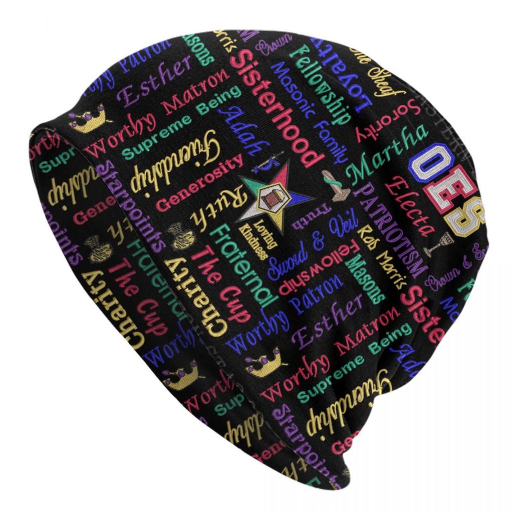 Custom OES Emblem Order Of The Eastern Star Skullies Beanies Caps For Unisex Women Unisex Winter Warm Knitted Hat Adult Bonnet Hats