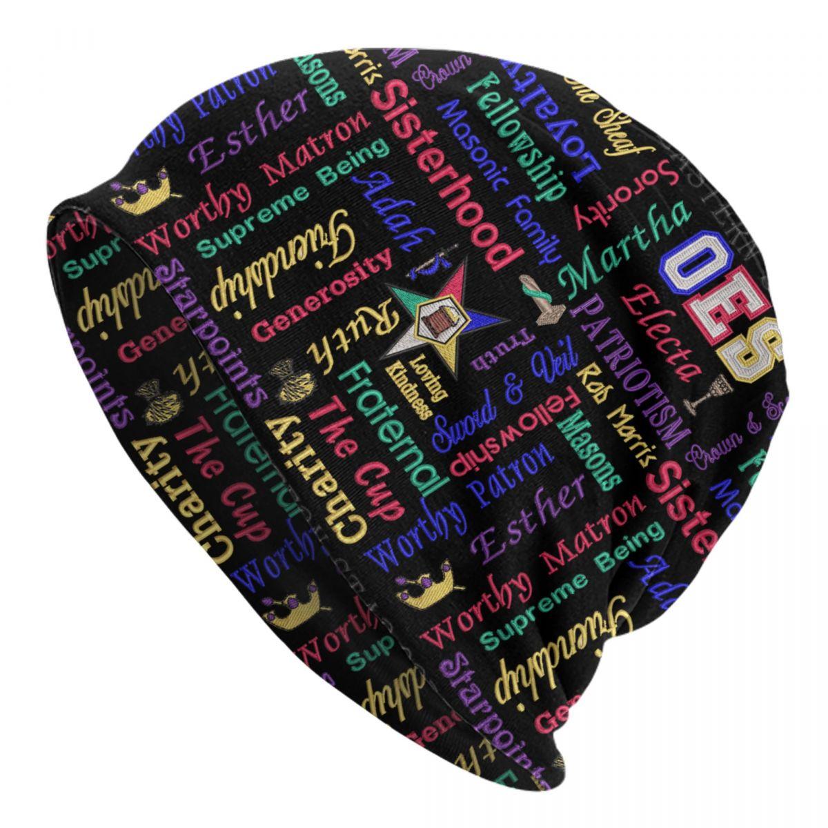 

Custom OES Eastern Star Skullies Beanies Caps Streetwear Winter Warm Women Unisex Knit Hat Adult Unisex Bonnet Hats Beanies Cap