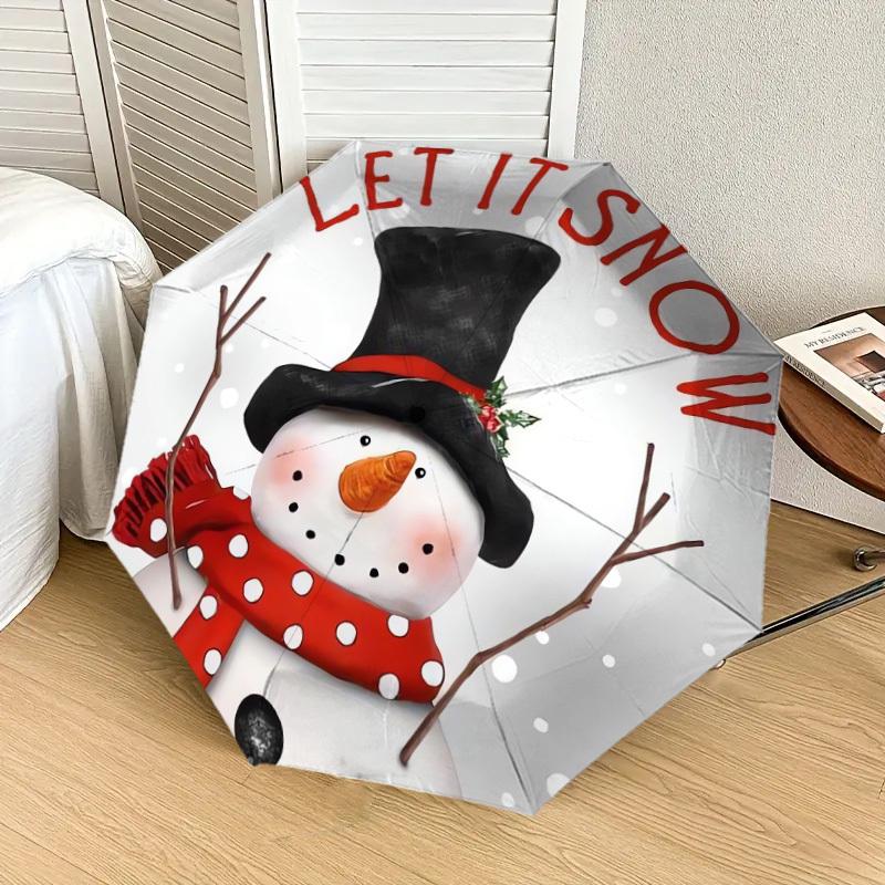 1pc Snowman Winter Holiday Decoration Umbrella with Plastic Handle,Suitable for All Seasons Home Travel Outdoor UmbrellaDD570