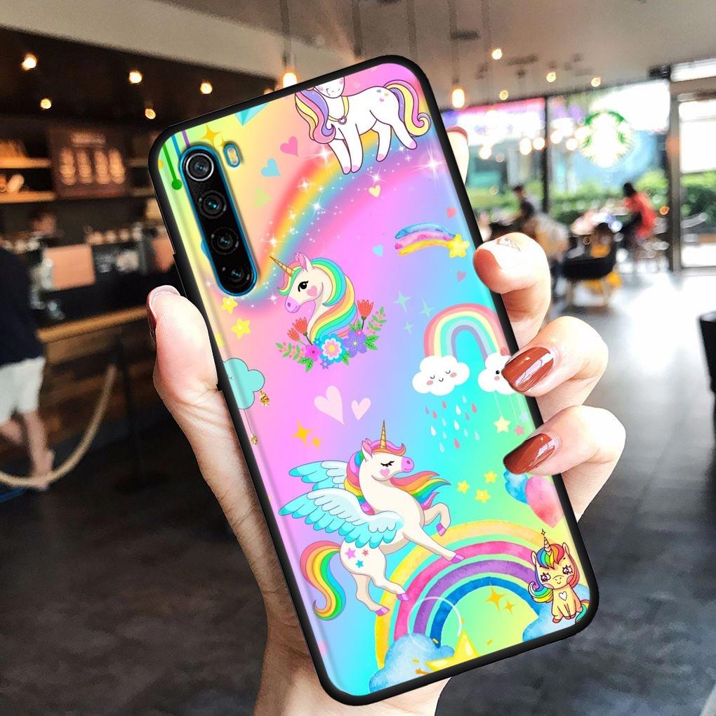 Cute Cartoon Rainbow Unicorn Animal Phone Case For Xiaomi Redmi 9 9C NFC 9T 10 10C 6 8 A K40 K50 Pro Plus Soft Shell Cover Cases