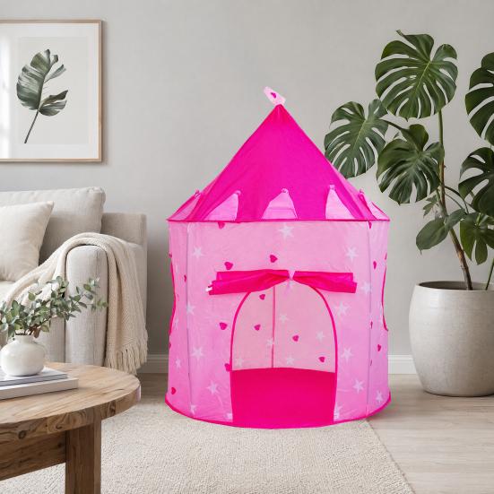 Kinderburg Zelt, Prinzessinnen Spielhaus für Mädchen, Indoor Outdoor Einfach Aufzubauen Spielzelt mit Stern Mond Design, Geburtstagsgeschenk für Kleinkinder