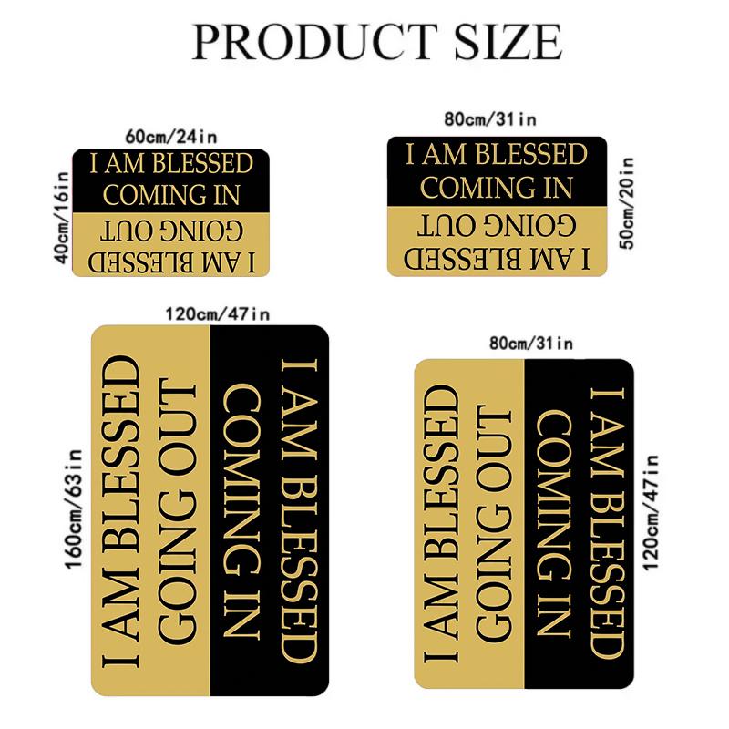 Bold Black and Gold Inspirational Quote Print Area Rug, Soft Non-Slip Floor Mat for Entryway Living Room Bedroom Home Decor