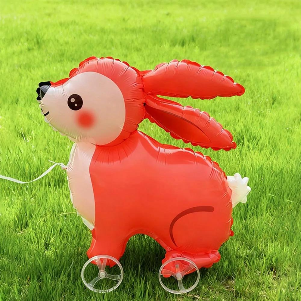 Movable Design 4D Dinosaur Balloons With Wheels Animal Balloon Standing Foil Balloons Drawing Foil Foil Balloons With Wheel