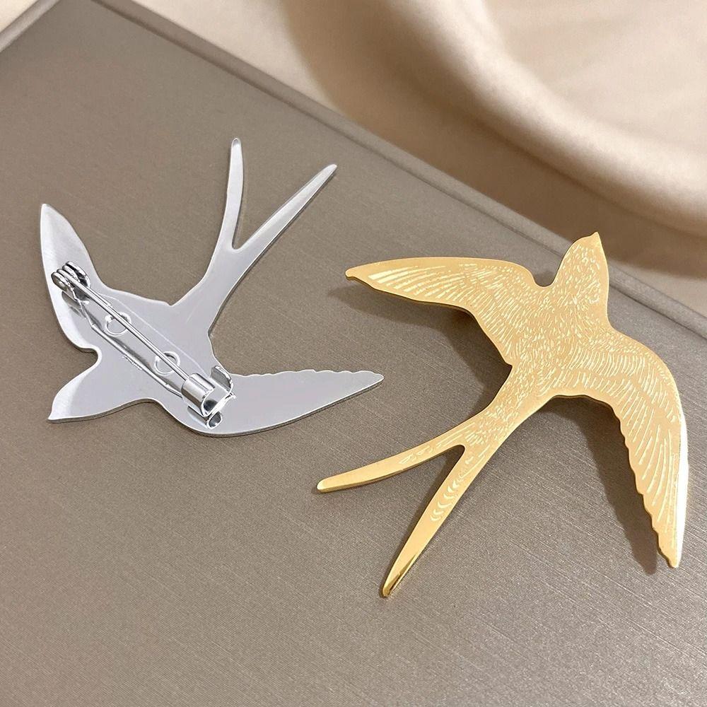 Gold Swallowtail Pin Silver Animal Badge Exquisite Swallow Brooch  Party