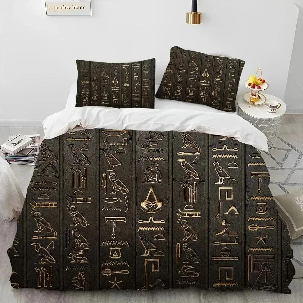 Egyptische Mythologie Farao Hiërogliefen Beddengoedset Dekbedovertrek Bedset Dekbedovertrek Kussensloop Dekbed King Queen Size