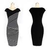 Womens Elegant Summer V Neck Stripe Bodycon Pencil Dress Perfect For Office And Party Wear