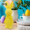 Easter Bunny Statue Freestanding Foam Rabbit Ornament Faux Moss Rabbit Flocked Bunny Figurine Centerpiece for Desk Mantel Dining Table