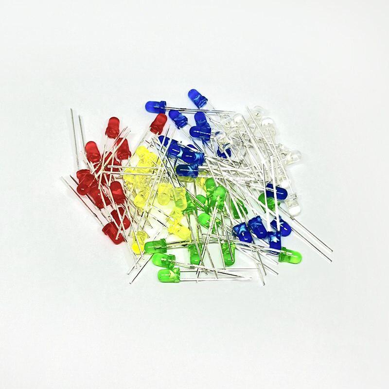 100PCS/LOT 3mm 5mm LED Diode  White Green Red Blue Yellow DIP F3 F5 Leds Light Emitting Diodes Electronic