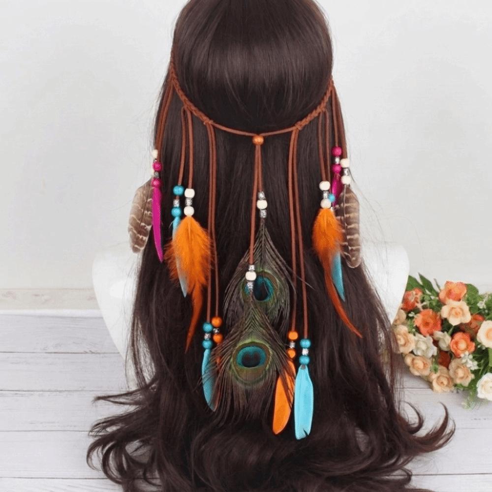 Cascading Tassels Bohemian Tassel Headband Tribal Feather Hair Extensions Spiritual Retreat Wear