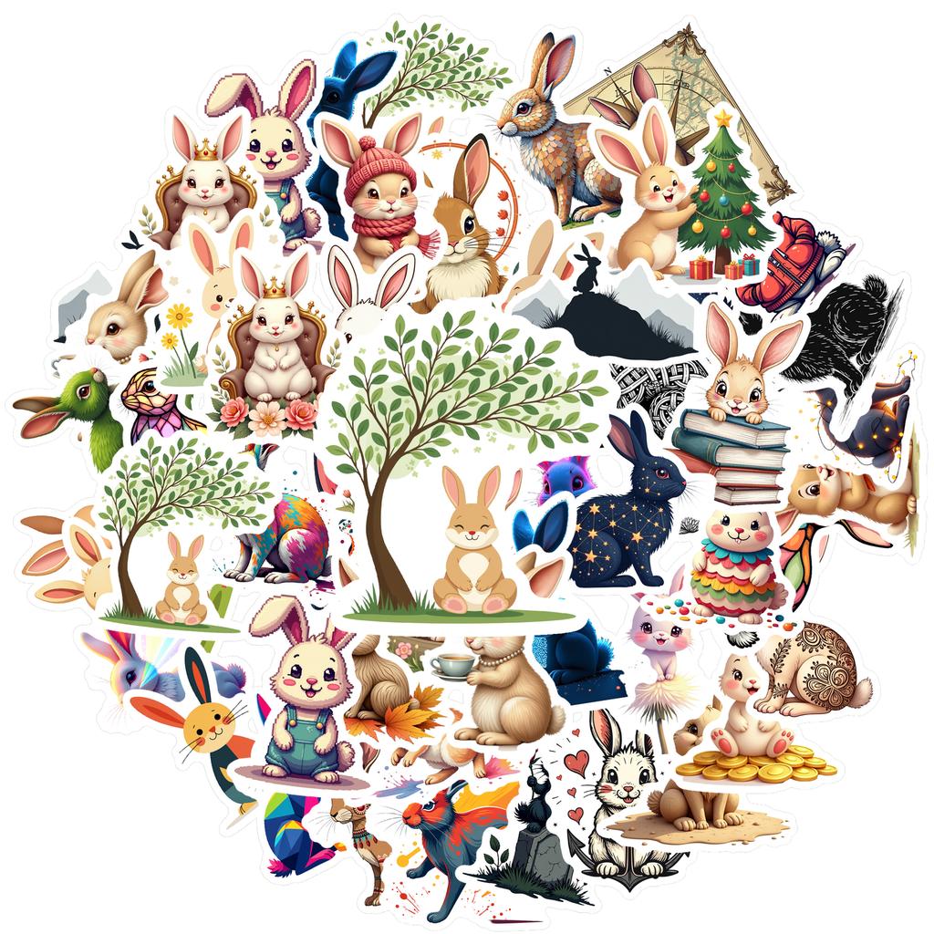 35-50pcs Cartoon Rabbit Stickers Kawaii Easter Bunny Graffiti Diy Laptop Decals Decoration Stiker Reward Stationery