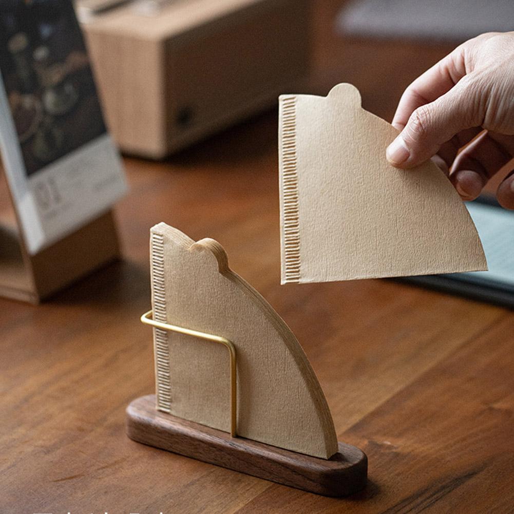 Walnut Filter Paper Rack Holder Coffee Accessories Stand Capacity Of 60 Pcs Paper Storage For Fan Shape V Shape
