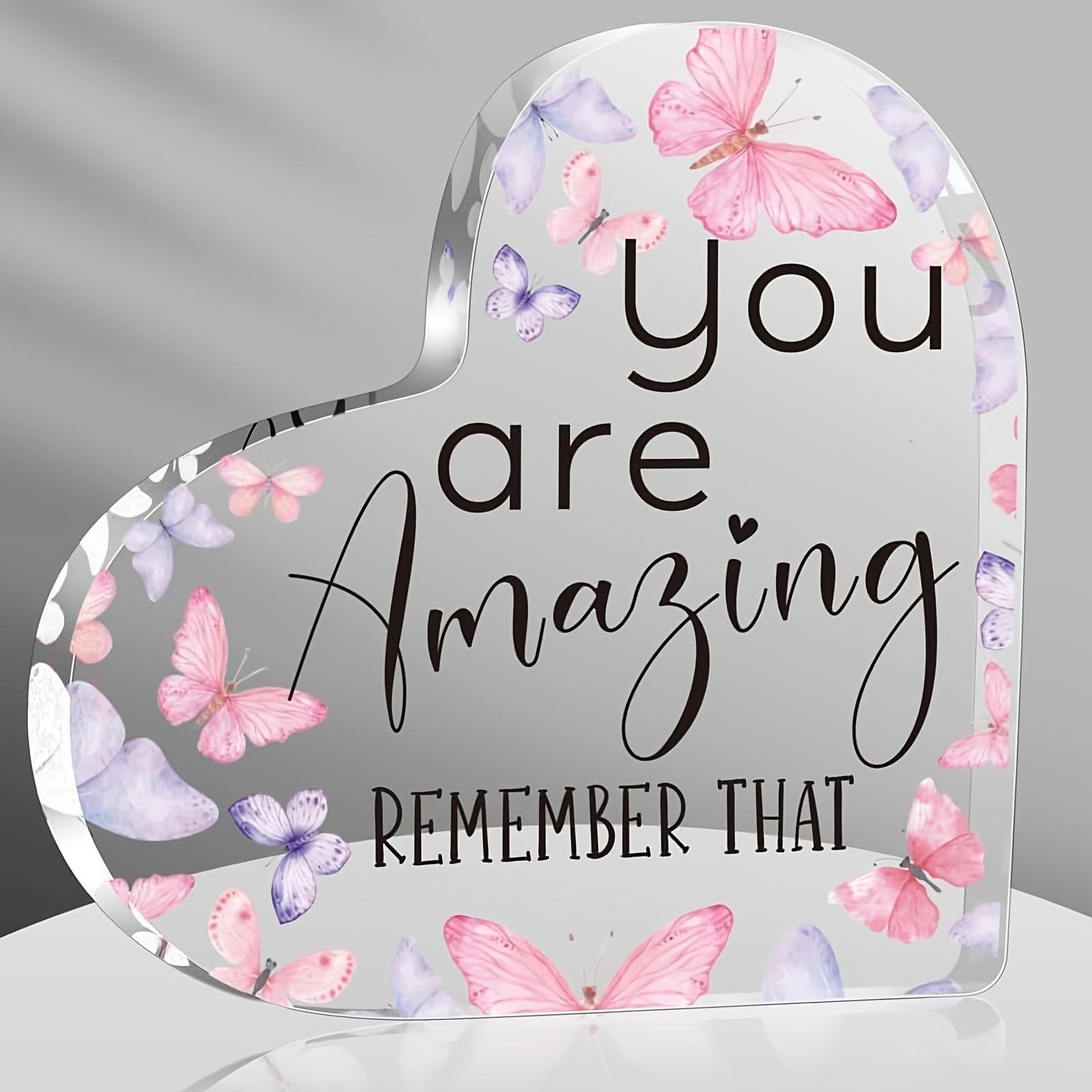 

Vintage-Inspired Heart Keepsake with Pink Butterfly Design - You Are Amazing Inspirational Gift, Ideal Birthday Present, Multi-Purpose Decorative I 10*10cm