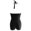 Einteiliger Neckholder-Badeanzug Raffung Design Bauchkontrolle Badebekleidung Retro-Stil Boyshort-Hose