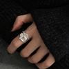 Wide Band Geometric Double Layer Open Ring for Women - Trendy Stackable Fashion Accessory