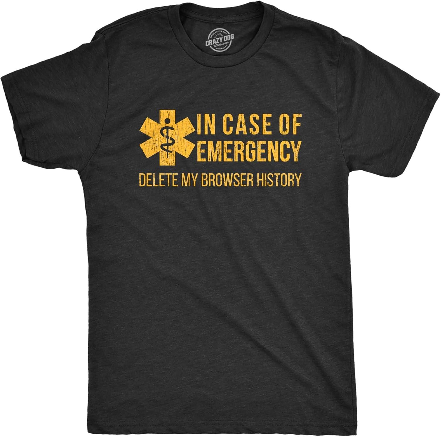 

Mens in Case of Emergency Delete My Browser History T Shirt Funny Sarcastic Tee XXXXXL чорний