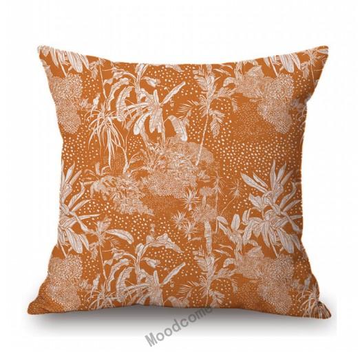 Toile De Jouy Jungle Animals Tiger Giraffe Tiger Crane Birds Navy Blue Greenish Pattern Decorative Pillow Case Car Cushion Cover