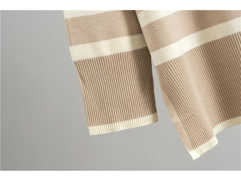 Women's Striped Knit Sweater & Wide-Leg Pants Casual Two-Piece Set for Autumn/Winter