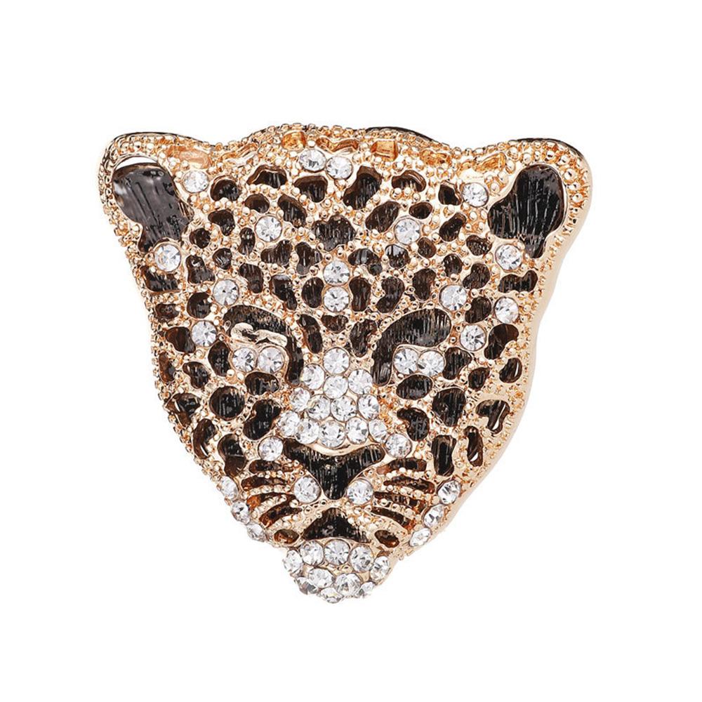 Retro Hollow Rhinestone Collar Pins Male Ornaments Leopard Brooch Rhinestone Brooch Men Badges