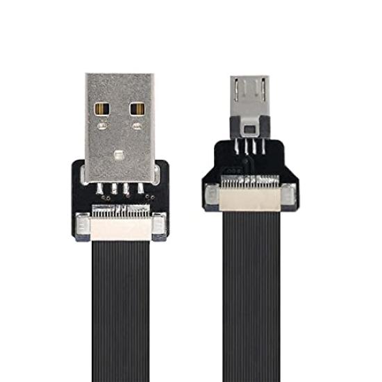 Cablecc USB Male to Micro USB Male Data Flat Slim FPC Cable for and Phones 2.0 Type-A 5-Pin (200cm) FPV, Discs,