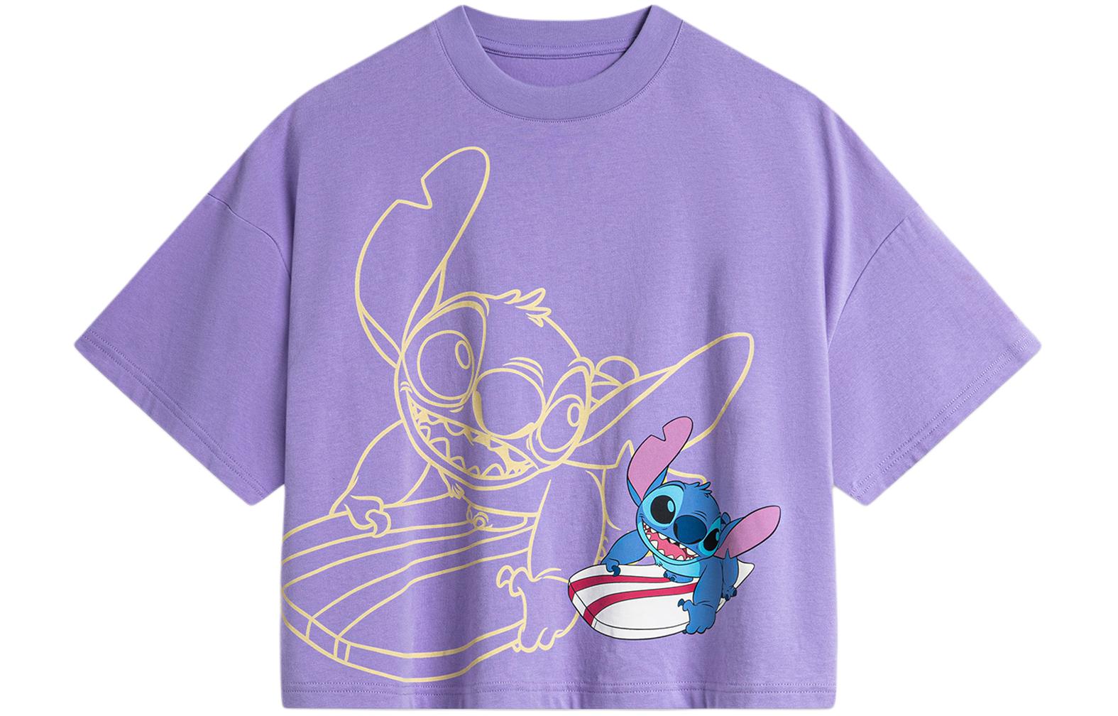 Li Ning x Disney Drop Shoulder Sleeve T Shirt Women s Light Iris Purple ATSU162-2 S