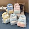 Nylon Backpack Trendy For Girls With Letter Print And Color Blocking Design